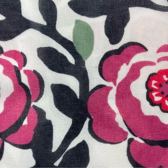 Loft Shirt Womens XS Blouse Off the Shoulder White Pink Rose Print Lined Chiffon - Picture 10 of 13